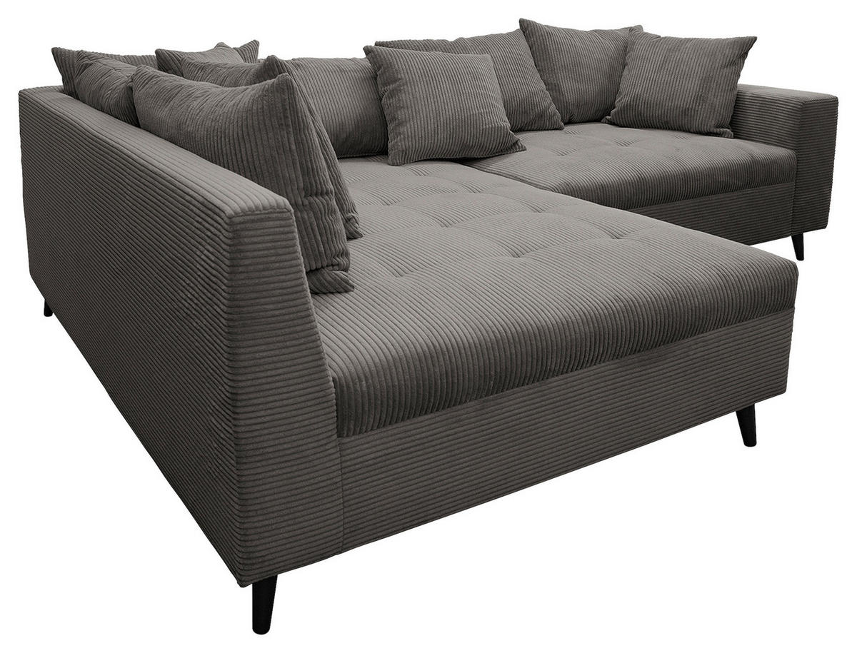 KUTNA GARNITURA tekstil  siva   - siva/crna, Design, tekstil/drvo (174/247cm) - MID.YOU