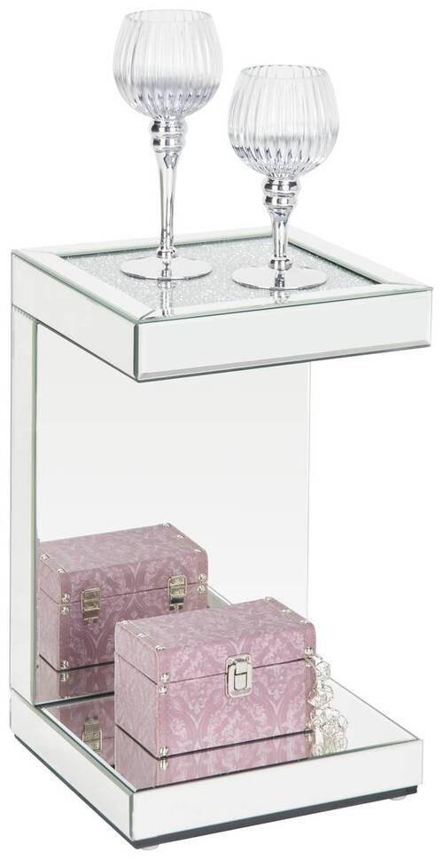 ODKLÁDACÍ STOLEK, barvy stříbra - barvy stříbra, Design, kompozitní dřevo/sklo (30,5/30,5/50,5cm) - Xora