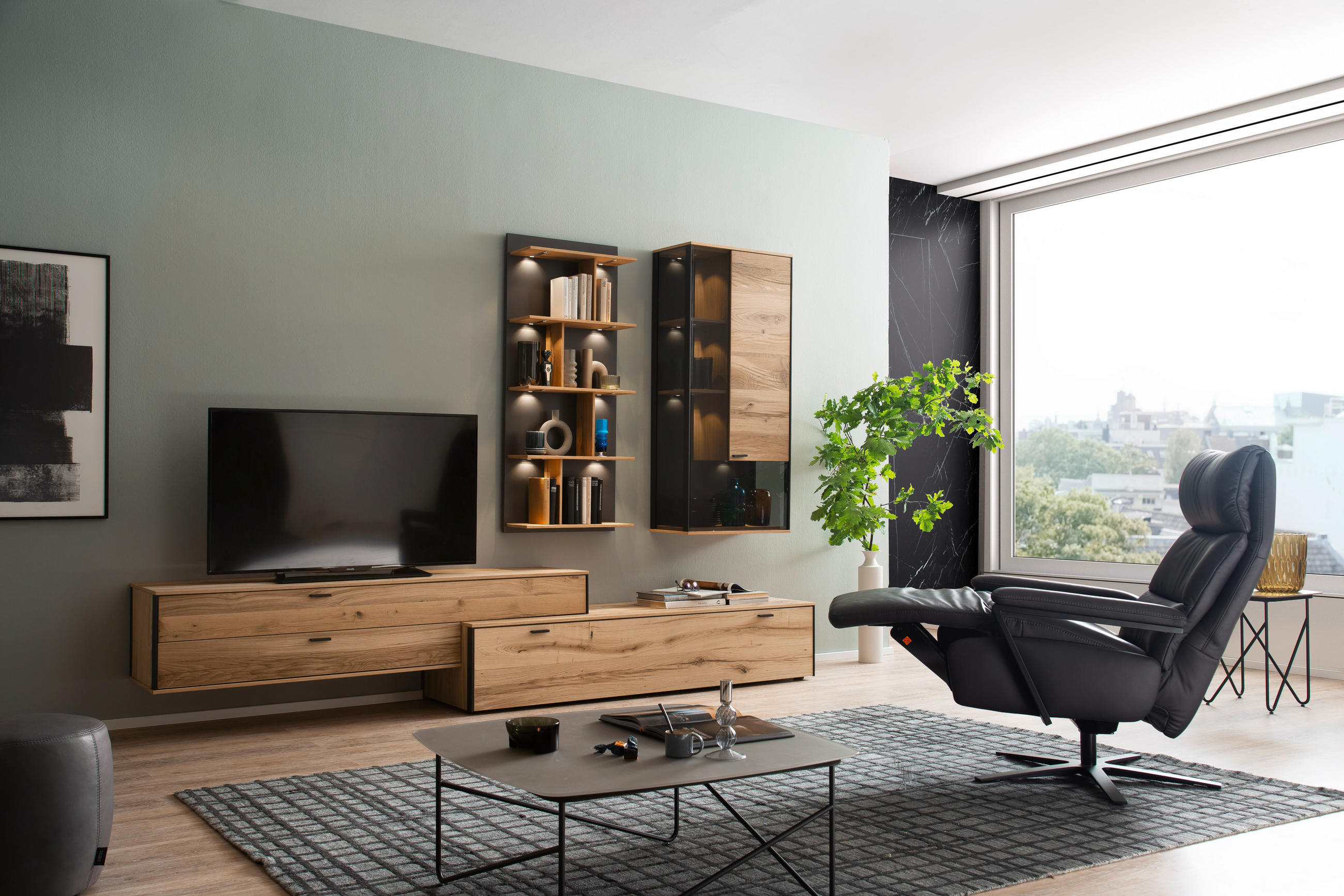 FERNSEHSESSEL  mit Relaxfunktion Echtleder Anthrazit  - Anthrazit/Schwarz, Design, Leder/Metall (74/111/85cm) - Schöner Wohnen