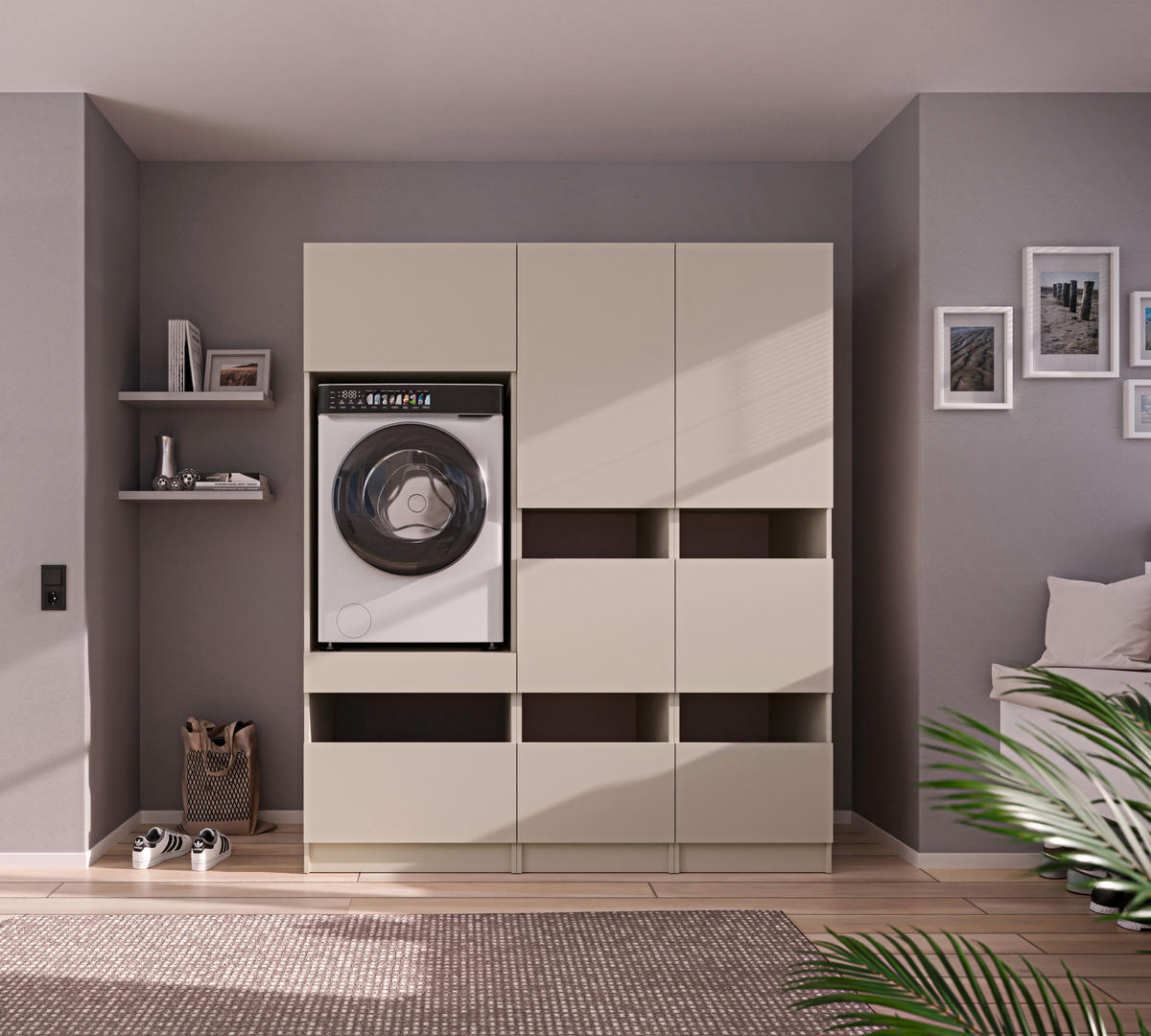 MEHRZWECKSCHRANK 50/200/68 cm  in Kaschmir  - Kaschmir/Schwarz, Design, Holzwerkstoff/Metall (50/200/68cm) - Milino