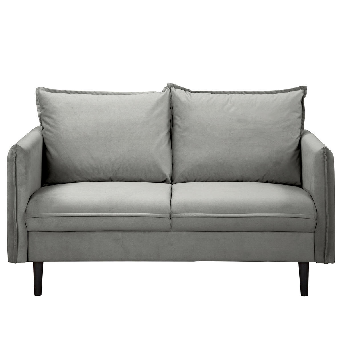 2-SITZER-SOFA JULI in Samt Dunkelgrau  - Dunkelgrau/Schwarz, Design, Holz/Textil (138/86/100cm) - P & B