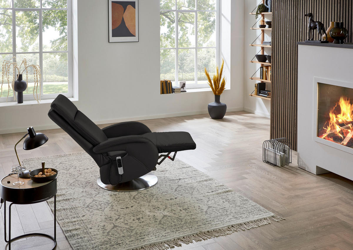 RELAXSESSEL in Leder Dunkelbraun  - Edelstahlfarben/Dunkelbraun, Design, Leder/Metall (70/108/80cm) - Cantus