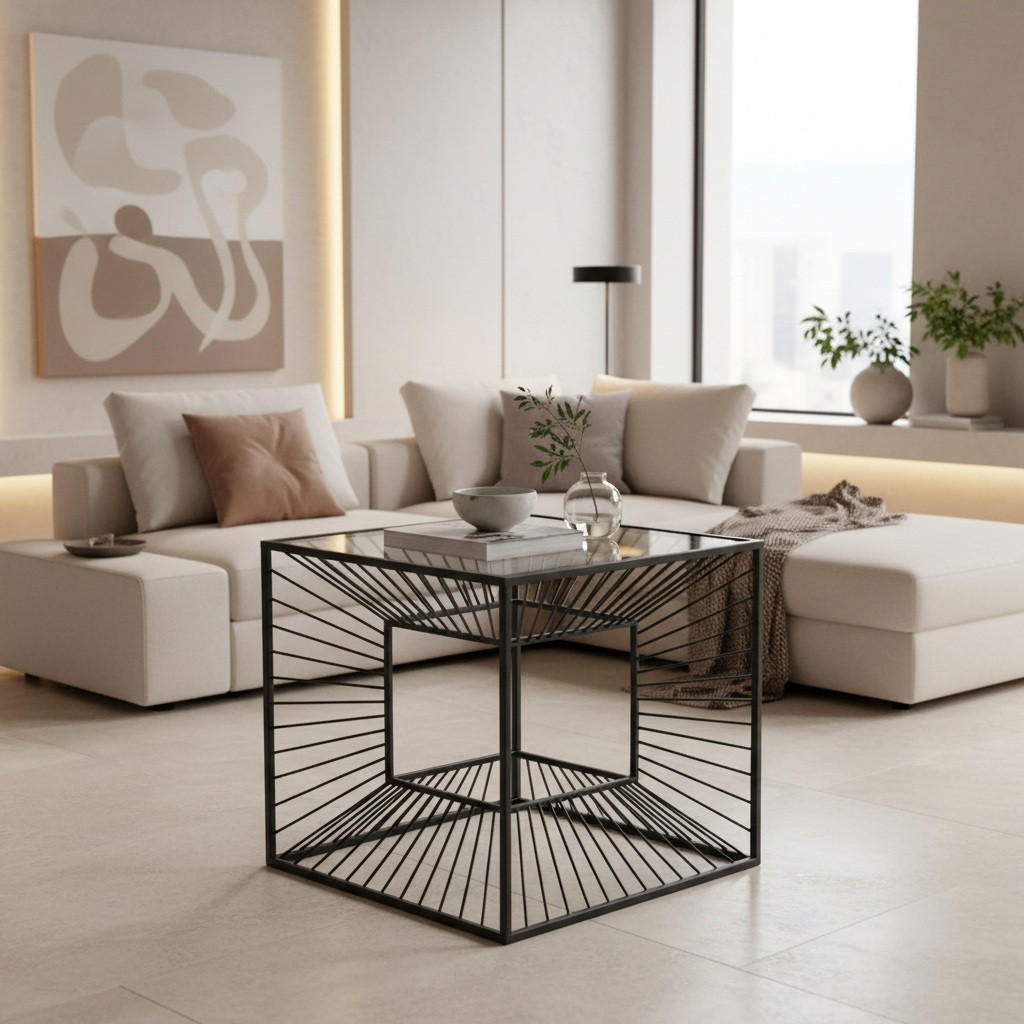 COUCHTISCH ESG 40/40/40 cm quadratisch Schwarz  - Schwarz, Trend, Glas/Metall (40/40/40cm) - Xora