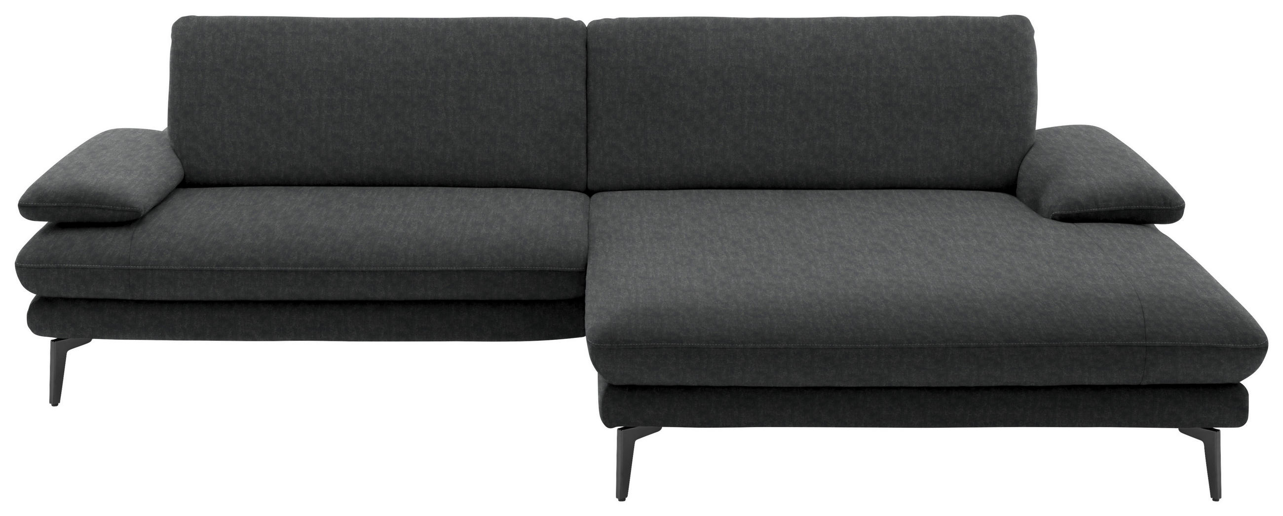 ECKSOFA in Velours Anthrazit  - Anthrazit/Schwarz, Design, Textil/Metall (284/184cm) - Dieter Knoll