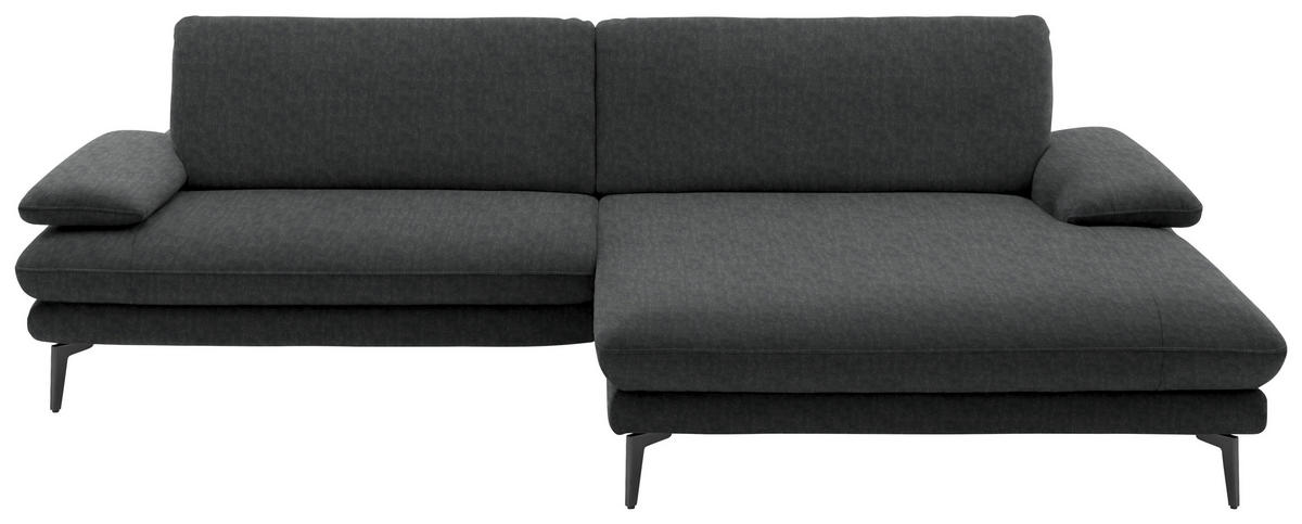 ECKSOFA in Velours Anthrazit  - Anthrazit/Schwarz, Design, Textil/Metall (284/184cm) - Dieter Knoll