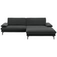 ECKSOFA  in Velours Anthrazit  284/184 cm  - Anthrazit/Schwarz, Design, Textil/Metall (284/184cm) - Dieter Knoll