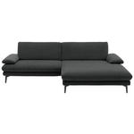 ECKSOFA  in Velours Anthrazit  284/184 cm  - Anthrazit/Schwarz, Design, Textil/Metall (284/184cm) - Dieter Knoll