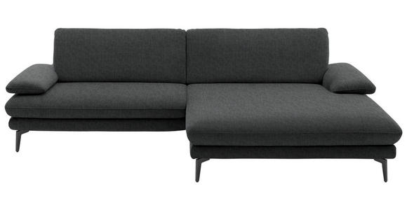 ECKSOFA  in Velours Anthrazit  284/184 cm  - Anthrazit/Schwarz, Design, Textil/Metall (284/184cm) - Dieter Knoll