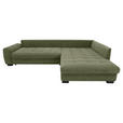 ECKSOFA Grün Cord Rückenkissen, Armlehnenkissen, Bettkasten, Schlaffunktion, Rücken echt, Liegefläche im Originalstoff  - Schwarz/Grün, KONVENTIONELL, Kunststoff/Textil (304/212cm) - Carryhome