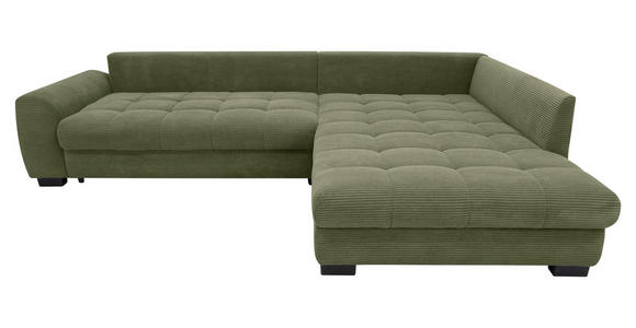 ECKSOFA Grün Cord Rückenkissen, Armlehnenkissen, Bettkasten, Schlaffunktion, Rücken echt, Liegefläche im Originalstoff  - Schwarz/Grün, KONVENTIONELL, Kunststoff/Textil (304/212cm) - Carryhome