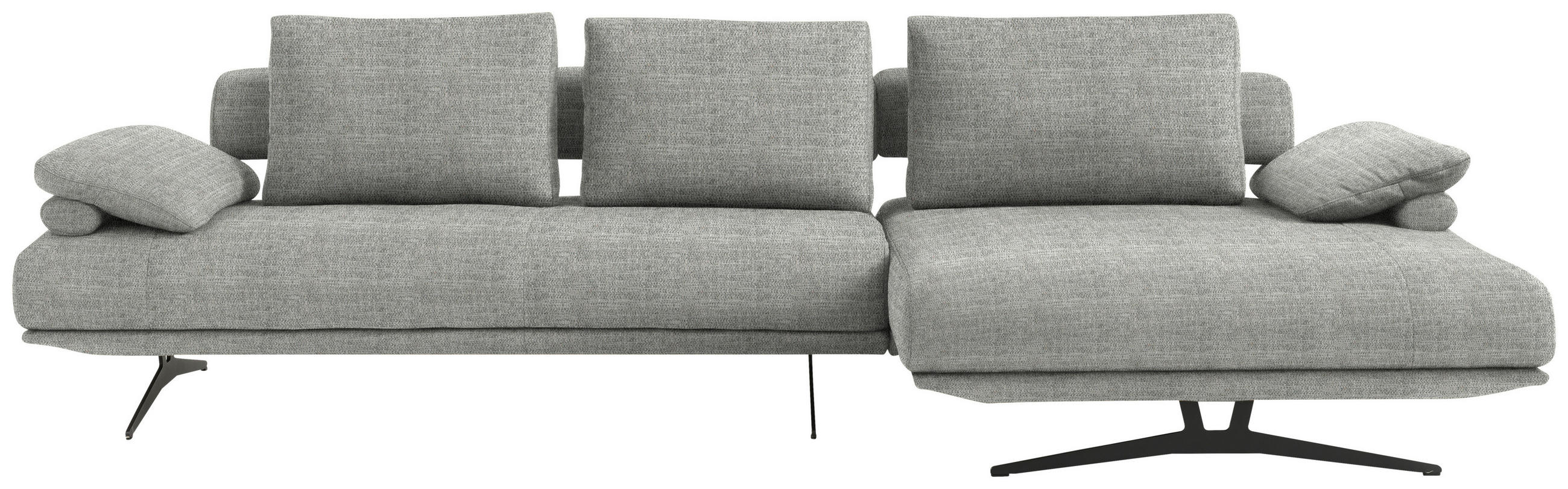 ECKSOFA Chenille Hellgrau  - Hellgrau/Schwarz, Design, Textil/Metall (334/168cm) - Dieter Knoll