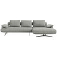 ECKSOFA  in Chenille Hellgrau Rückenkissen, Armlehnenkissen  334/168 cm  - Hellgrau/Schwarz, Design, Textil/Metall (334/168cm) - Dieter Knoll