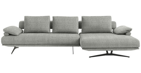 ECKSOFA  in Chenille Hellgrau Rückenkissen, Armlehnenkissen  334/168 cm  - Hellgrau/Schwarz, Design, Textil/Metall (334/168cm) - Dieter Knoll