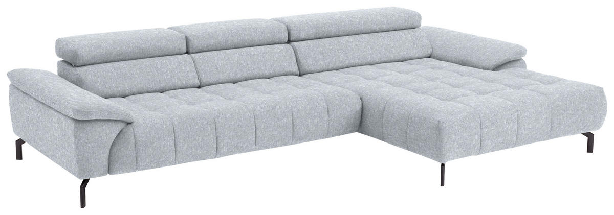 ECKSOFA in Chenille Hellgrau  329/190 cm  - Hellgrau/Schwarz, Design, Textil/Metall (329/190cm) - Beldomo Style