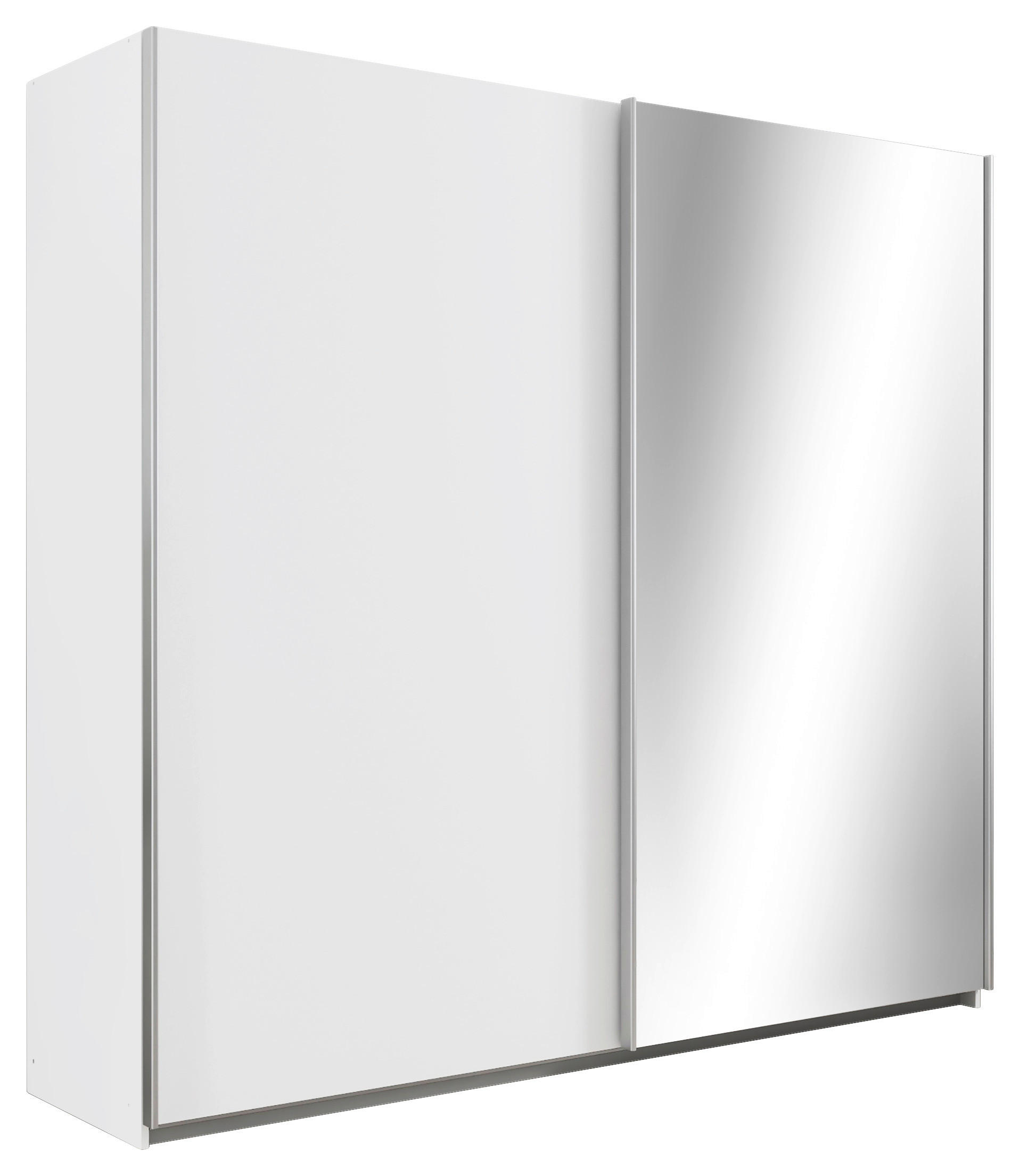 SCHWEBETÜRENSCHRANK  in Weiß  - Alufarben/Weiß, KONVENTIONELL, Glas/Holzwerkstoff (226/210/61cm) - home24