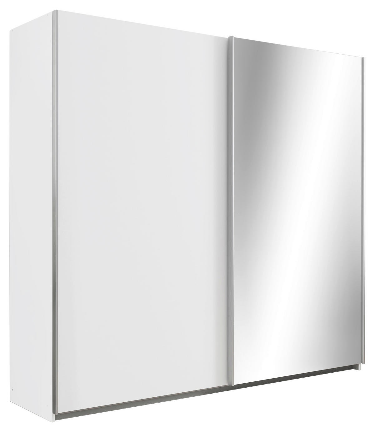 SCHWEBETÜRENSCHRANK  in Weiß  - Alufarben/Weiß, KONVENTIONELL, Glas/Holzwerkstoff (226/210/61cm) - home24