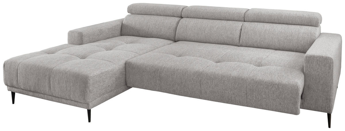 ECKSOFA in Chenille Grau  188/276 cm  - Schwarz/Grau, KONVENTIONELL, Textil/Metall (188/276cm) - Livetastic