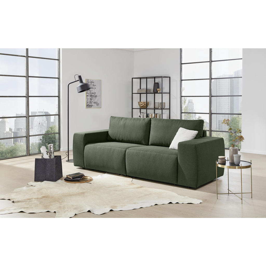 Thumbnail - Looks by W.Joop 2-Sitzer-Sofa Looks II, Grün, Textil, Uni, 242x87x89 cm, Made in EU, Rücken echt, Wohnzimmer, Sofas & Co...