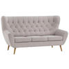 3-SITZER-SOFA in Flachgewebe Beige  - Eichefarben/Beige, Design, Holz/Holzwerkstoff (188/104/92cm) - Stylife