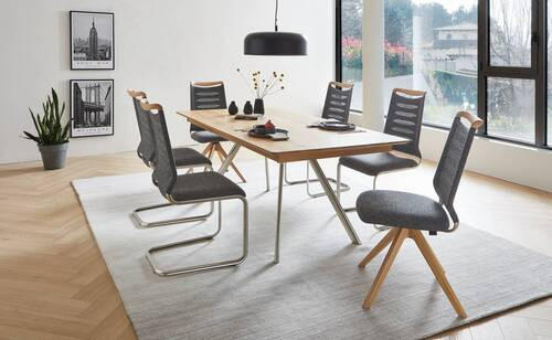ESSTISCH in Holz 190/100/75 cm  - Wildeiche/Edelstahlfarben, Design, Holz/Metall (190/100/75cm) - Venjakob