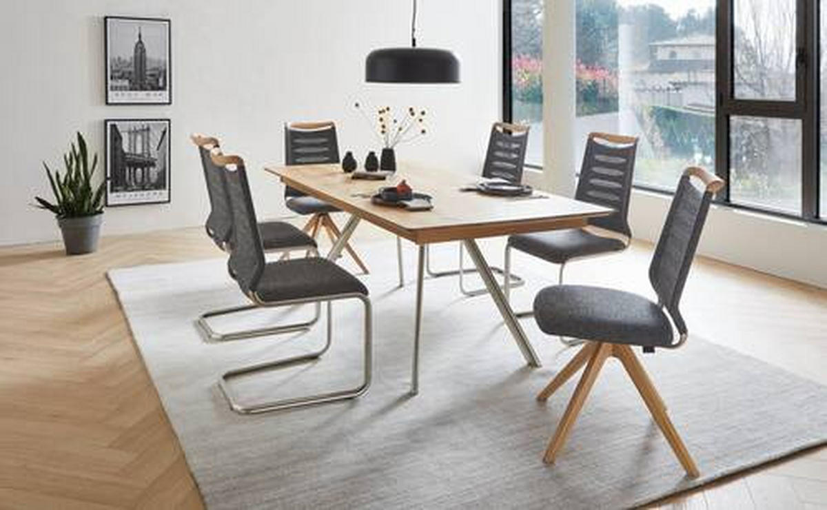 ESSTISCH in Holz 190/100/75 cm  - Wildeiche/Edelstahlfarben, Design, Holz/Metall (190/100/75cm) - Venjakob