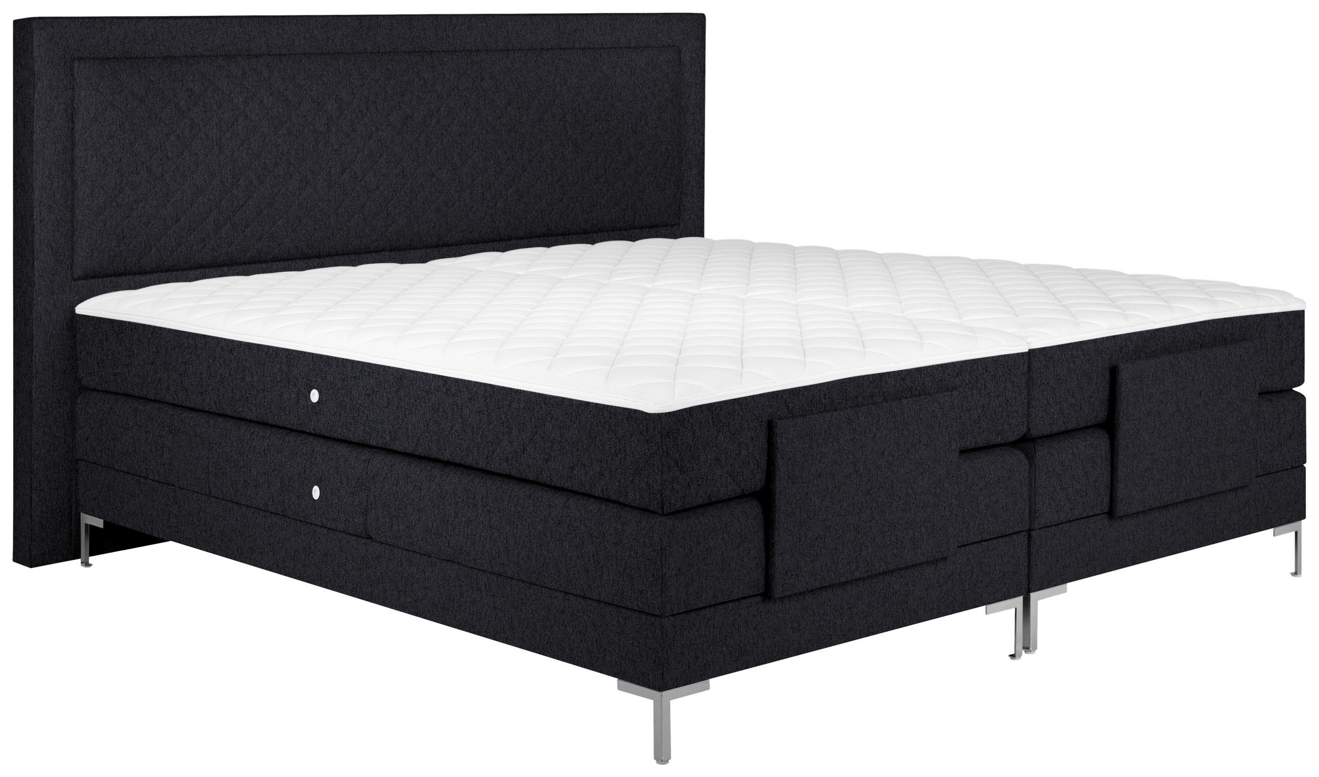 BOXSPRINGBETT 160/200 cm  in Anthrazit  - Anthrazit/Alufarben, Design, Textil/Metall (160/200cm) - Welnova