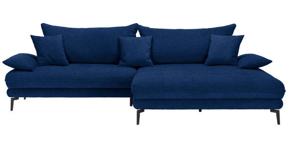 ECKSOFA in Mikrofaser Dunkelblau  - Schwarz/Dunkelblau, MODERN, Textil/Metall (297/173cm) - Carryhome