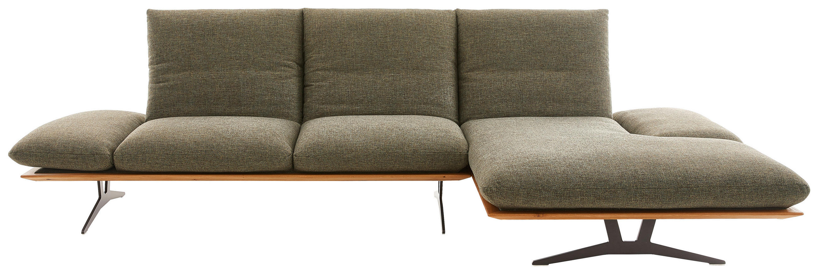 ECKSOFA Grün Flachgewebe  - Schwarz/Grün, Design, Holz/Textil (314/159cm) - Dieter Knoll
