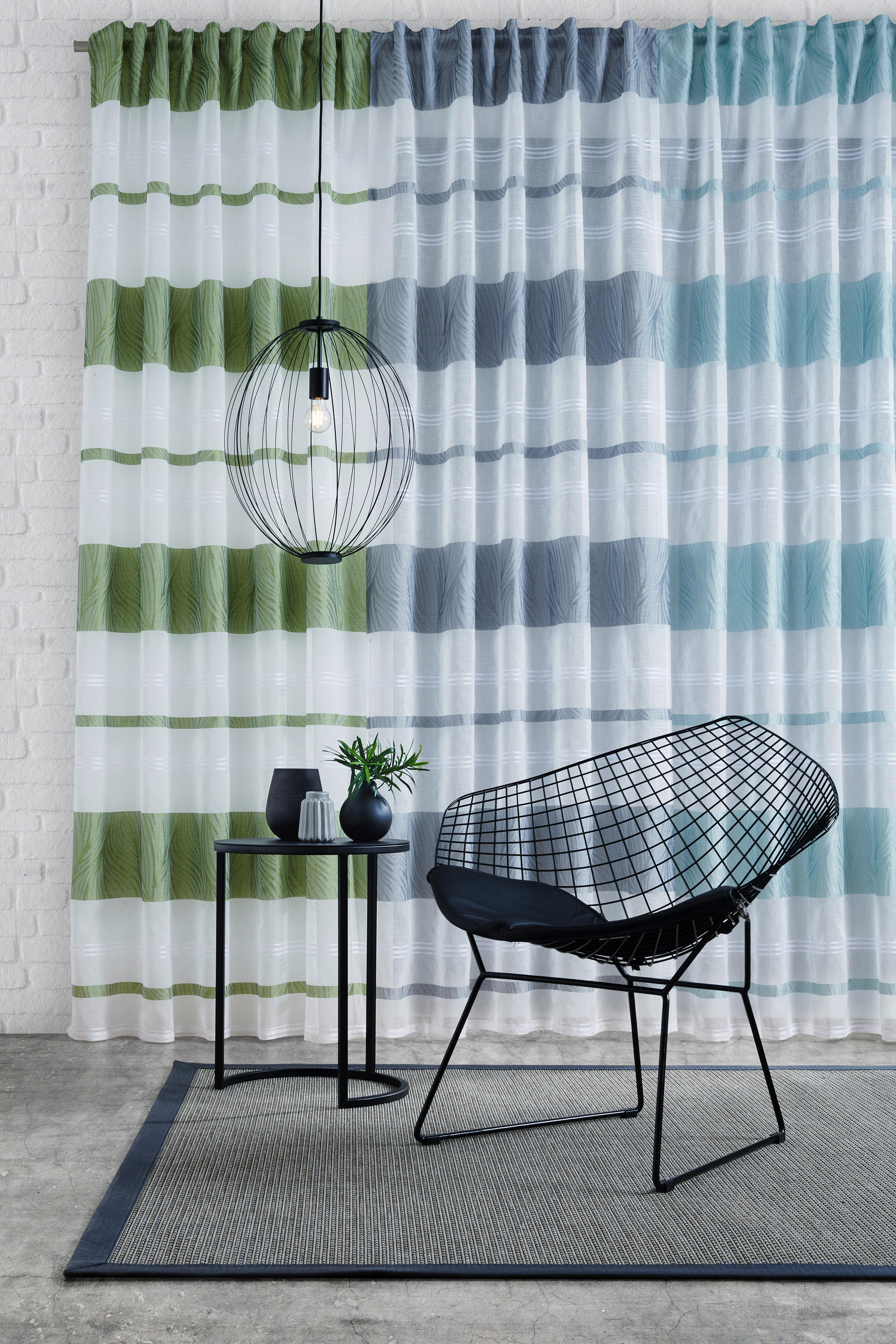 HOTOVÝ ZÁVES, priehľadné, 140/245 cm - zelená, Design, textil (140/245cm) - Esposa