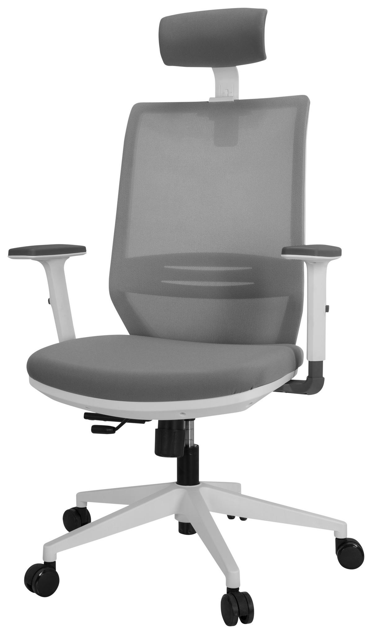 OTOČNÁ ŽIDLE, síťovina, plochá tkanina, šedá, bílá - šedá/bílá, Basics, textil/plast (70/117/62cm) - MID.YOU