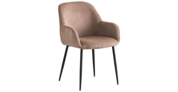 ARMLEHNSTUHL in Eisen Cord - Taupe/Schwarz, Design, Textil/Metall (57/85/60cm) - Xora