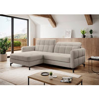 ECKSOFA Beige Plüsch  - Beige/Schwarz, Design, Textil/Metall (160/225cm) - MID.YOU