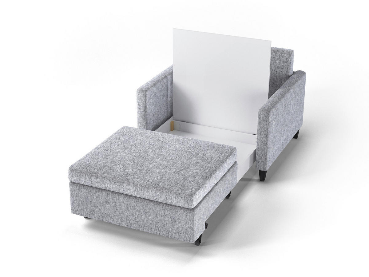 SCHLAFSESSEL SYDNEY  mit Flachgewebe Grau  - Schwarz/Grau, Design, Holz/Textil (95/89,5/103,5cm) - MID.YOU