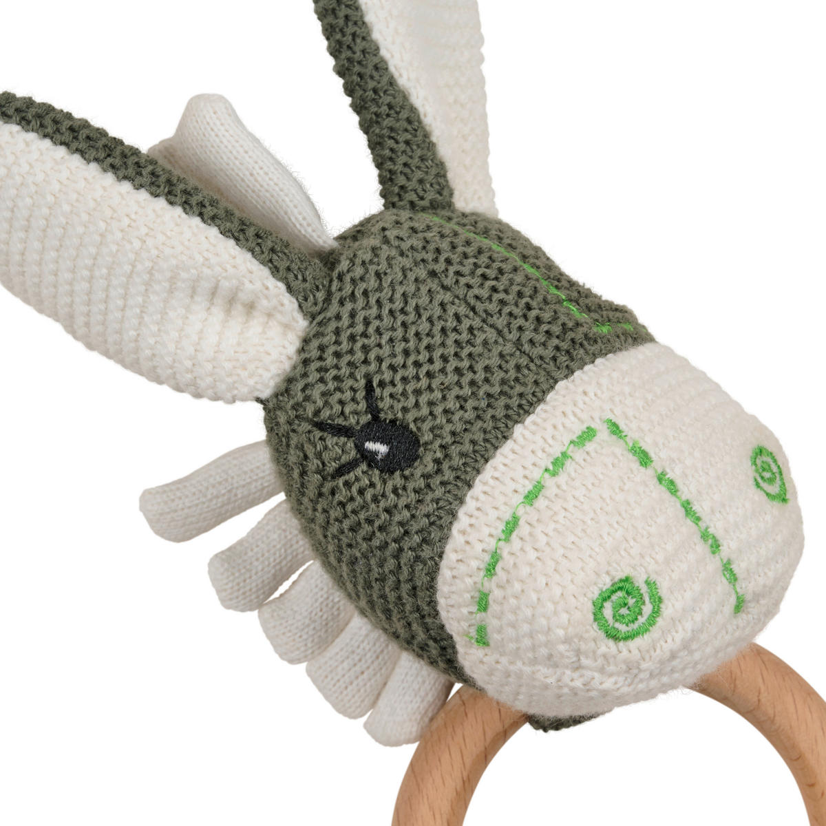 RASSEL  - Elfenbein/Grün, Natur, Textil (10/10cm) - Avelia