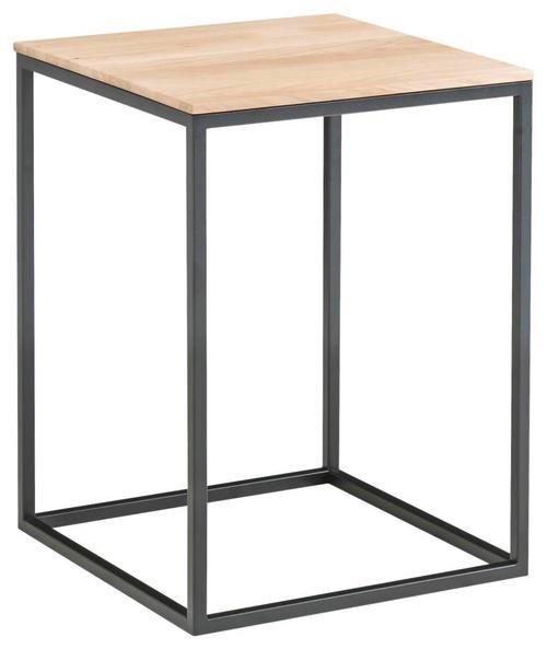 BEISTELLTISCH 40/40/54 cm Asteiche massiv, Hartholz Schwarz, Eichefarben quadratisch  - Eichefarben/Schwarz, Design, Holz/Metall (40/40/54cm) - Johann Jakob