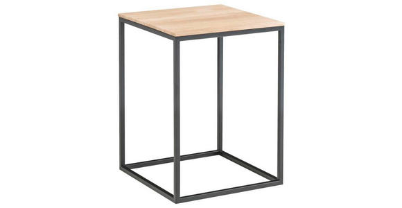 BEISTELLTISCH 40/40/54 cm Asteiche massiv, Hartholz Schwarz, Eichefarben quadratisch  - Eichefarben/Schwarz, Design, Holz/Metall (40/40/54cm) - Johann Jakob