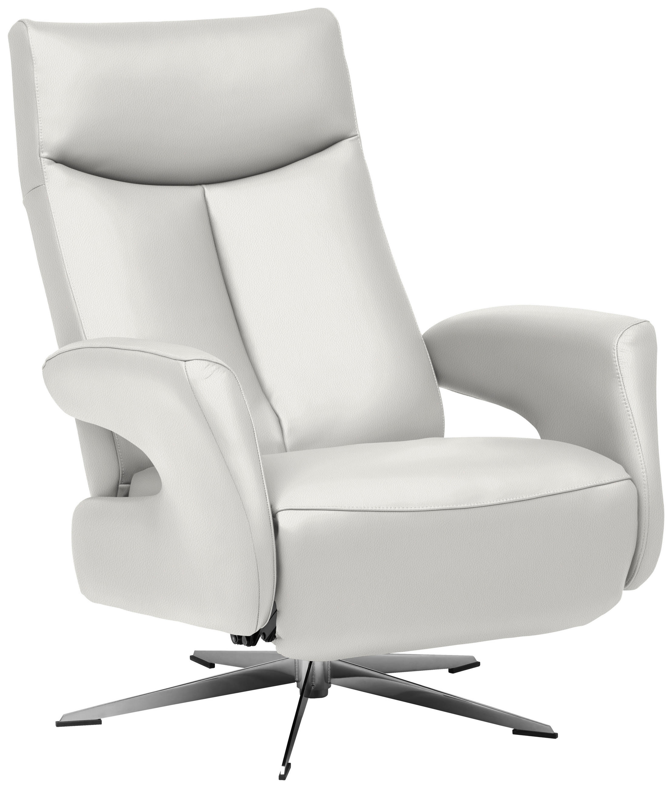 RELAXSESSEL Echtleder Relaxfunktion    - Chromfarben/Weiß, Design, Leder/Metall (74/105/82cm) - Welnova