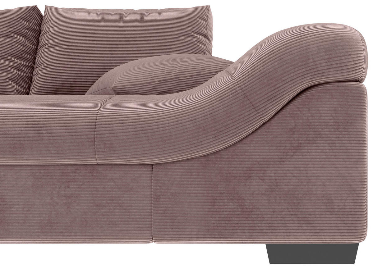ECKSOFA in Cord Altrosa  - Schwarz/Altrosa, Konventionell, Holz/Textil (202/298cm) - MID.YOU