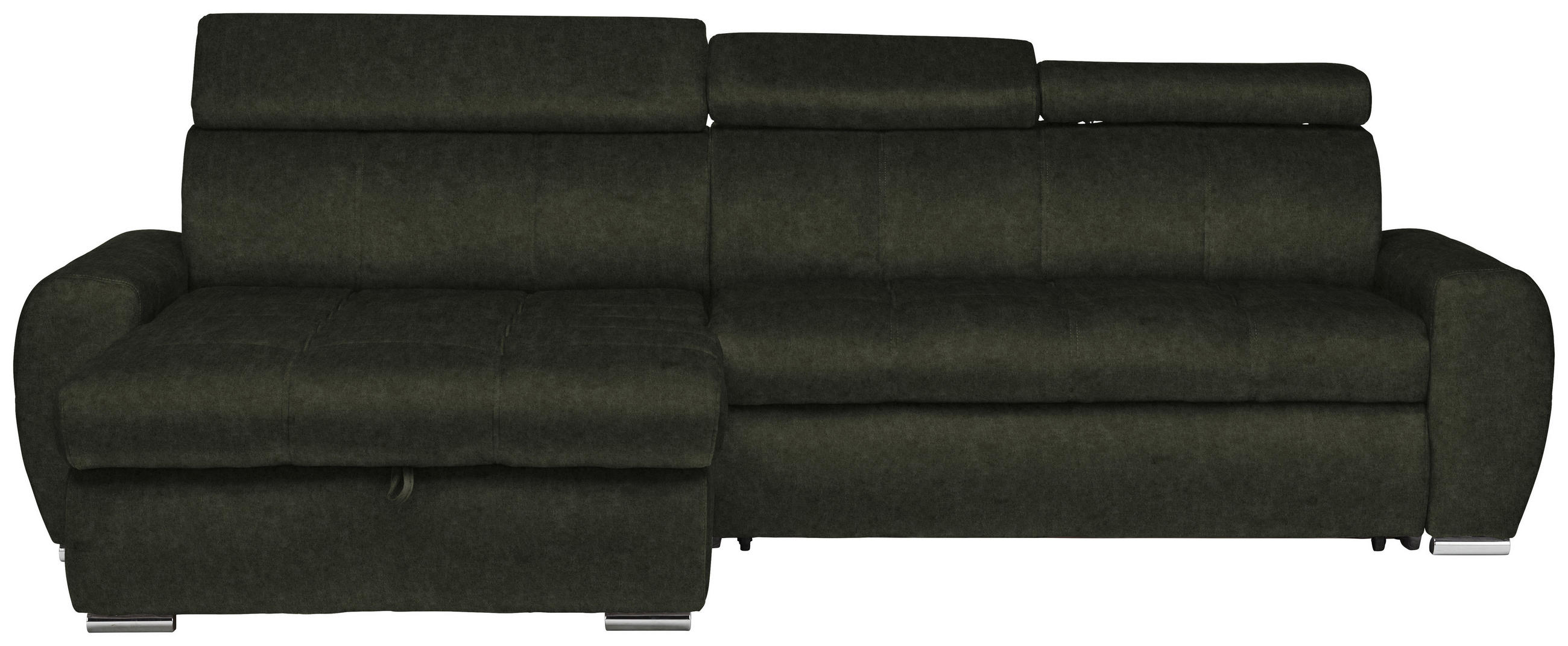 ECKSOFA in Velours Waldgrün  173/276 cm  - Waldgrün/Chromfarben, Design, Kunststoff/Textil (173/276cm) - Stylife