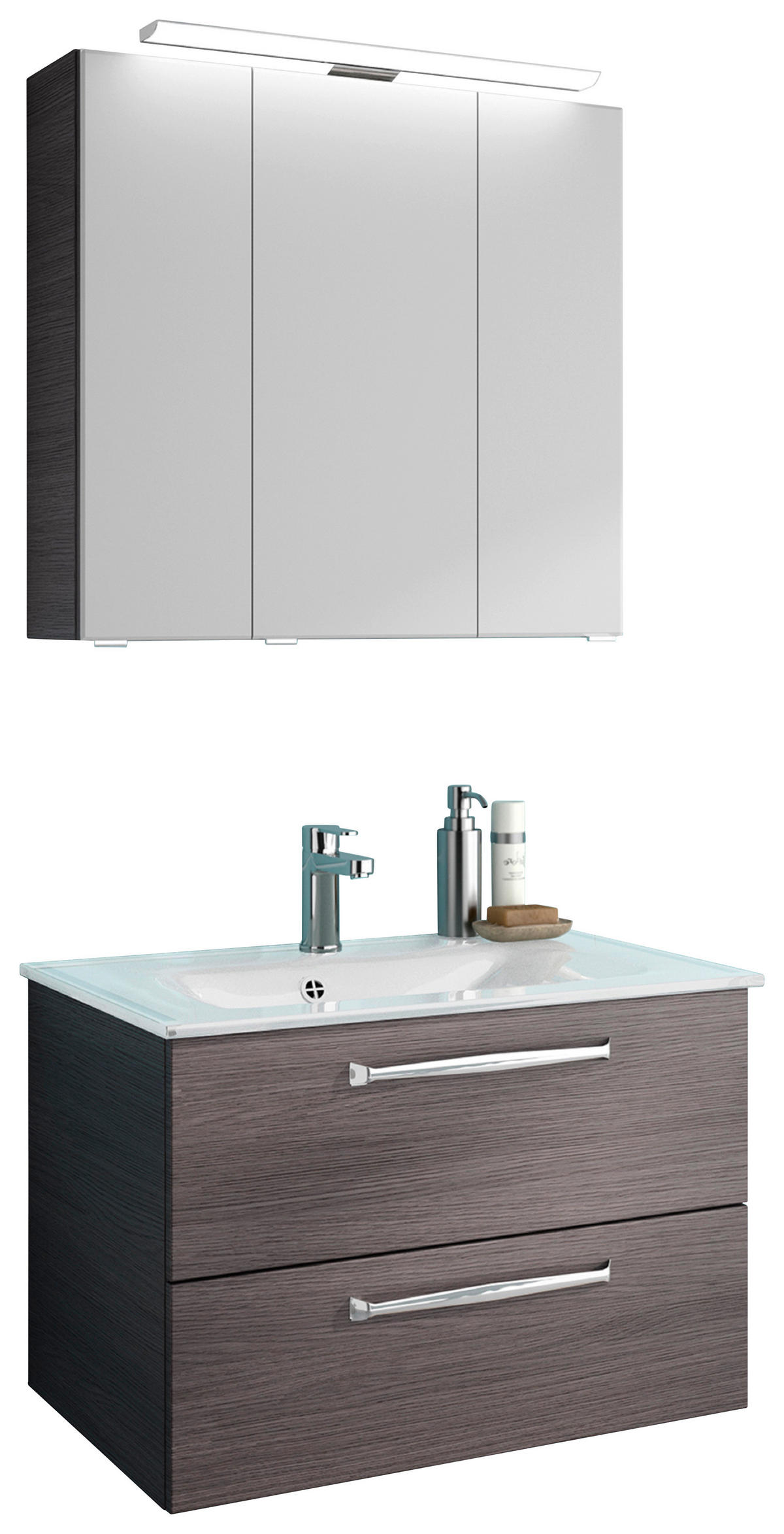 BADEZIMMER  in 77 cm  - Graphitfarben/Weiß, KONVENTIONELL, Glas/Holzwerkstoff (77cm) - Sadena