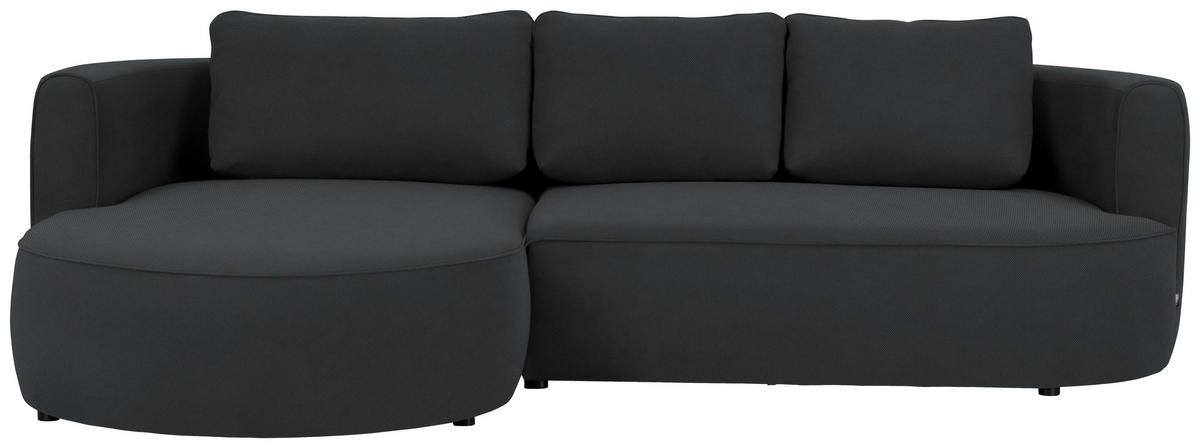 ECKSOFA in Webstoff Anthrazit  - Anthrazit/Schwarz, Design, Kunststoff/Textil (183/284cm) - Welnova