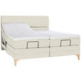 BOXSPRINGBETT 200/200 cm  in Creme  - Eichefarben/Creme, KONVENTIONELL, Holz/Textil (200/200cm) - Voleo