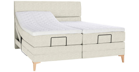 BOXSPRINGBETT 200/200 cm  in Creme  - Eichefarben/Creme, KONVENTIONELL, Holz/Textil (200/200cm) - Voleo