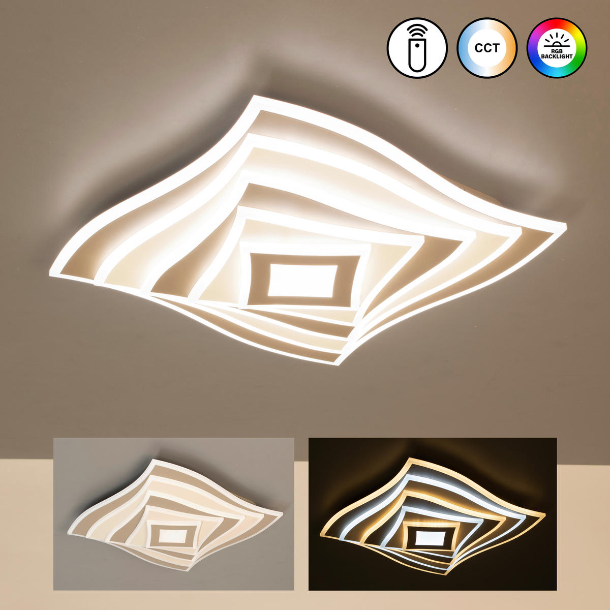 LED-DECKENLEUCHTE 50/50/7.6 cm   - Schwarz, Design, Metall (50/50/7.6cm) - Fischer & Honsel