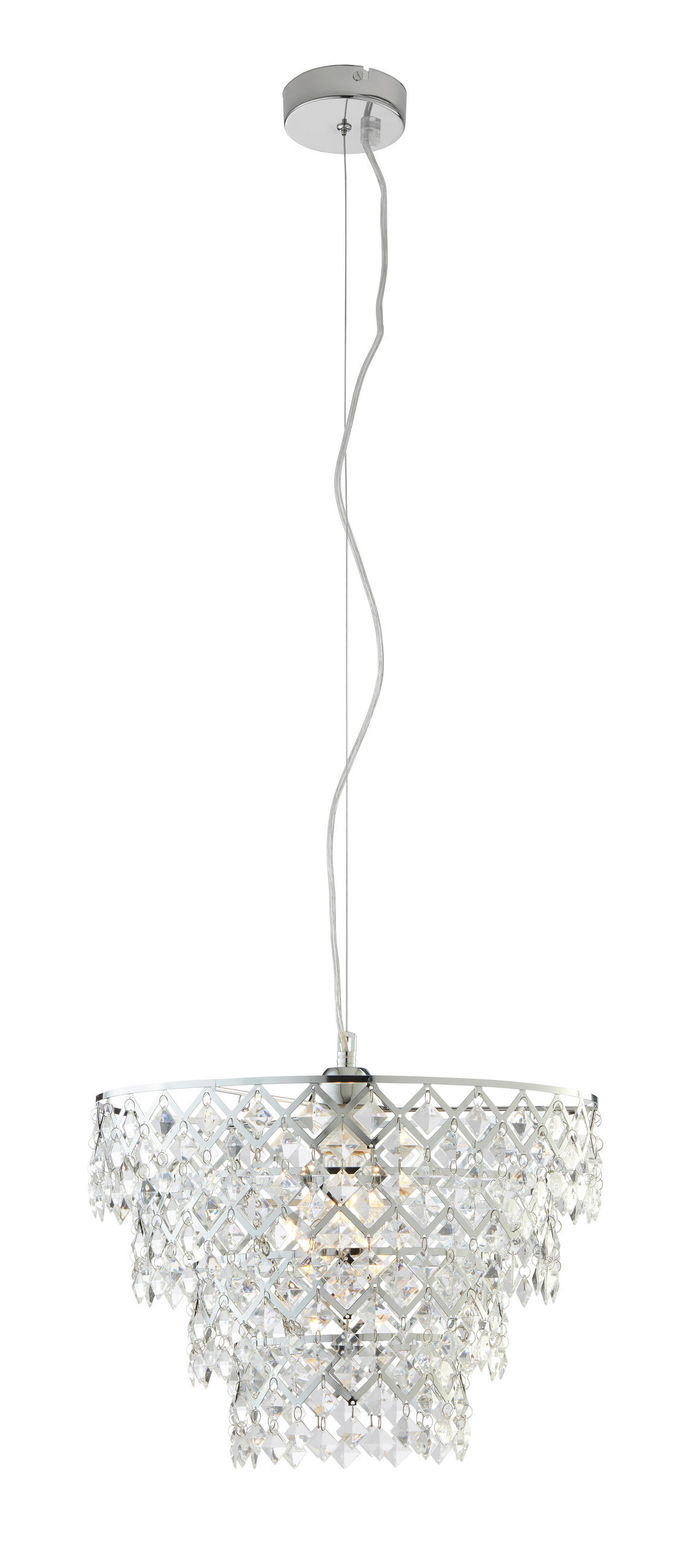 HÄNGELEUCHTE FANCY 38/120 cm   - Klar/Chromfarben, Trend, Kunststoff/Metall (38/120cm) - Näve