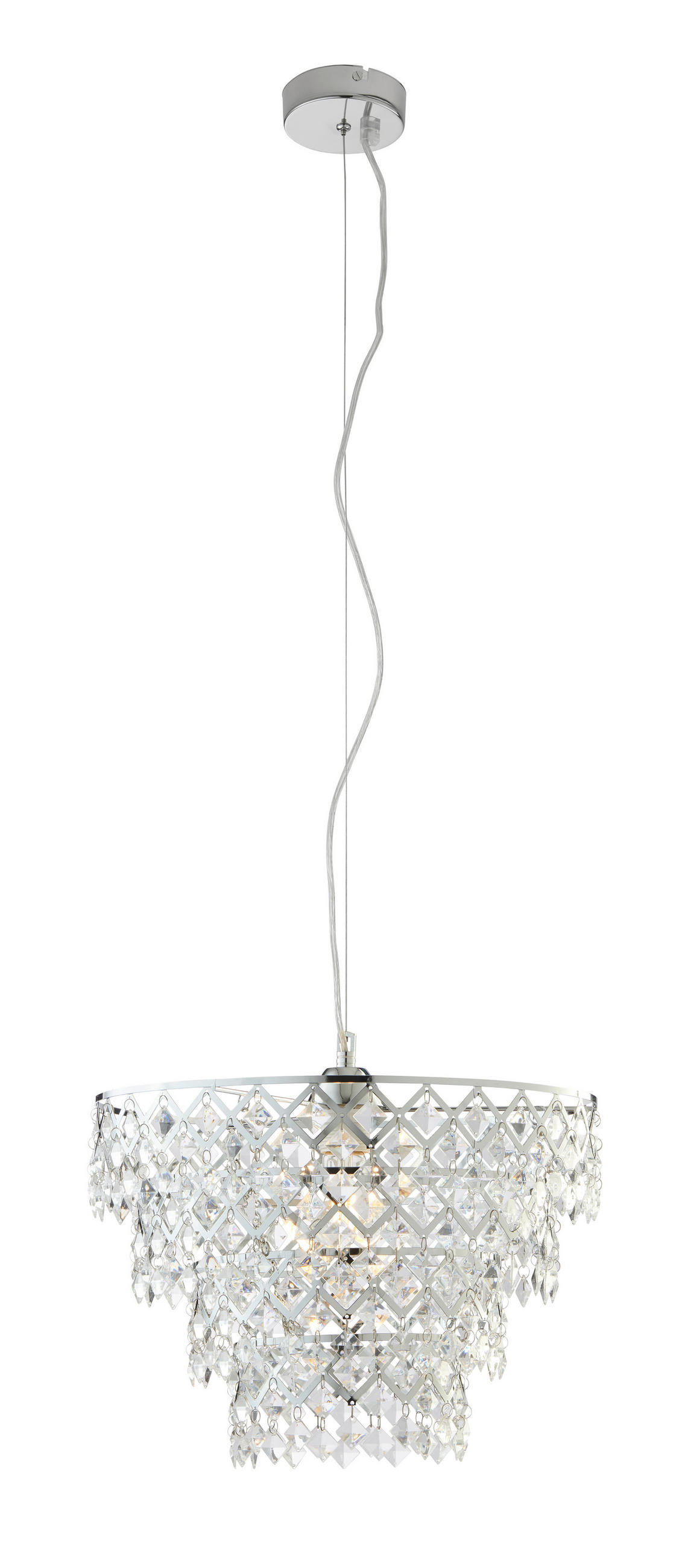 HÄNGELEUCHTE FANCY 38/120 cm   - Klar/Chromfarben, Trend, Kunststoff/Metall (38/120cm) - Näve