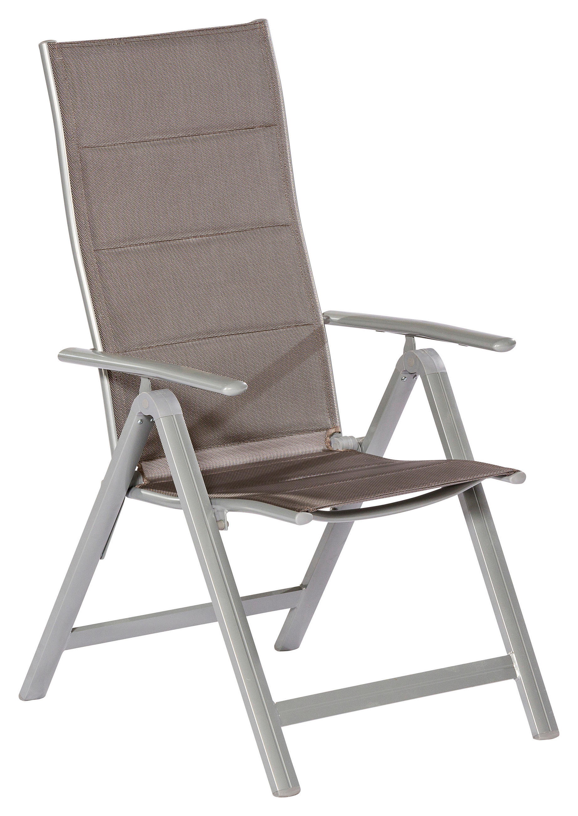 ZLOŽLJIV VRTNI SEDEŽ  aluminij rjava, srebrne barve  - srebrne barve/rjava, Romantika, kovina/tekstil - Gardenson