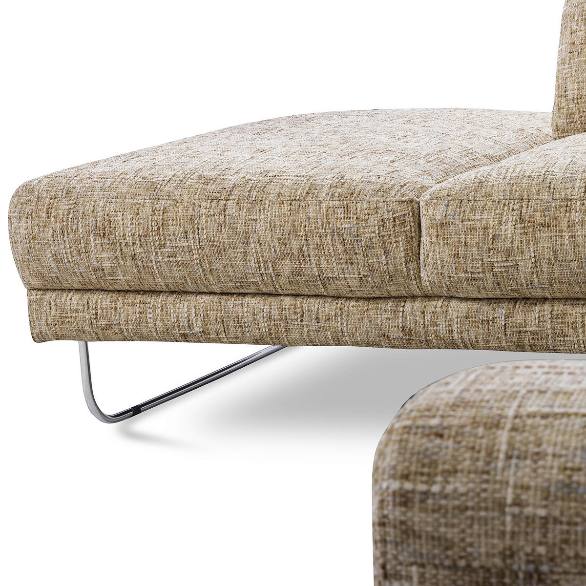 ECKSOFA 250/273 cm SPRING in Webstoff Hellbraun Zierkissen  250/273 cm  - Chromfarben/Hellbraun, Design, Textil/Metall (250/273cm) - Livetastic