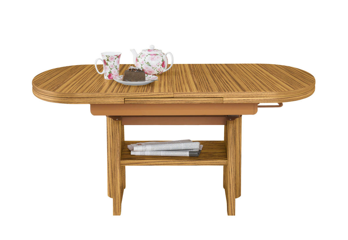 COUCHTISCH in Metall, Holzwerkstoff 125-165,5/71/56-75 cm  - Eichefarben/Braun, Konventionell, Holzwerkstoff/Metall (125-165,5/71/56-75cm) - Venda
