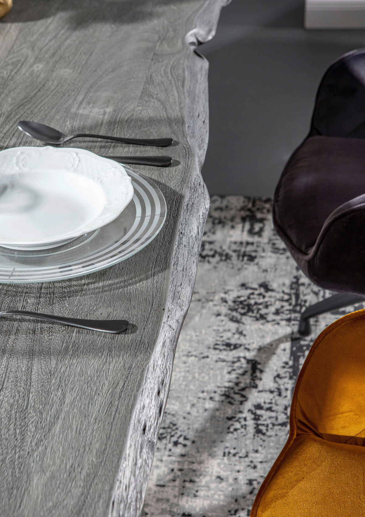 ESSTISCH in Holz 160/90/76 cm  - Schwarz/Grau, ROMANTIK / LANDHAUS, Holz/Metall (160/90/76cm) - Landscape